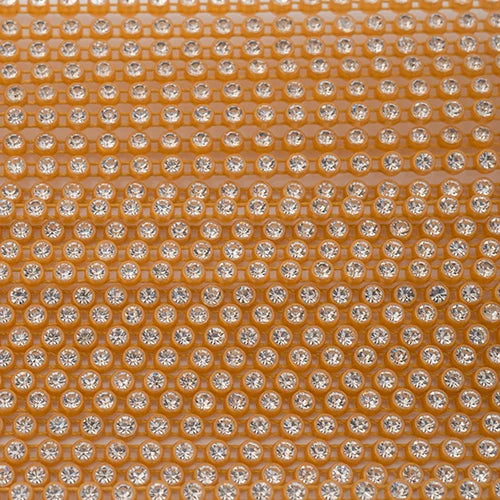 Plastic Rhinestone Banding 2.4mm Gold/Crystal 10yd/pk