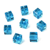 K9 Glass Cube Beads 8mm Capri Blue 10/pk