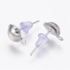 Nickel Earring Studs with Loop and Backings 100/pk