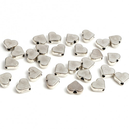 Heart 8mm, Nickel Metal Beads 20/pk