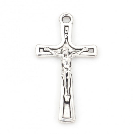Crucifix Pendant 1.1″ Antique Silver 50/pk