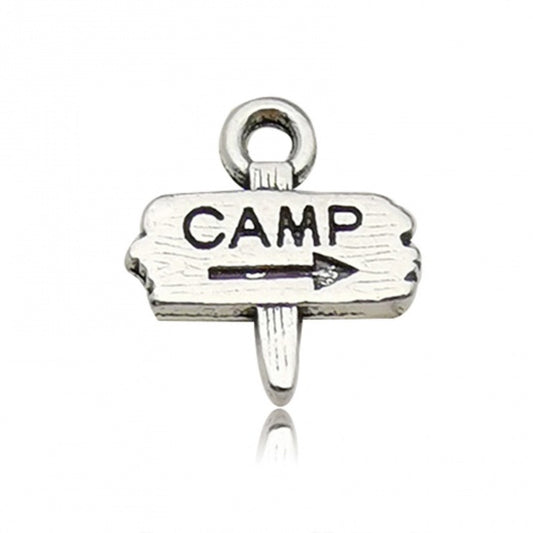 1/2" Camp Sign Metal Charm 5/pk