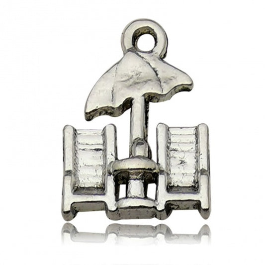 3/4" Beach Chairs Metal Charm 5/pk