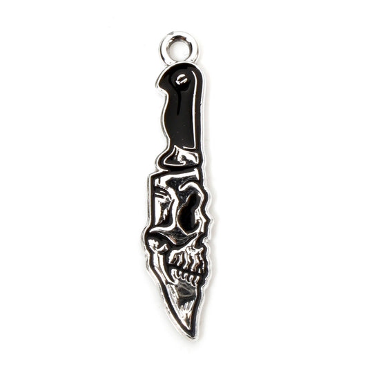 Skull Knife Enamel Charm 31x7mm 5/pk