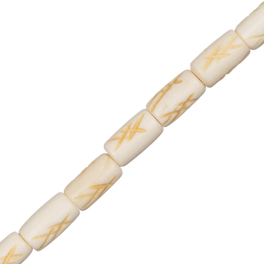 Bone Carved Tube 1/2" Antique Ivory 16/Str
