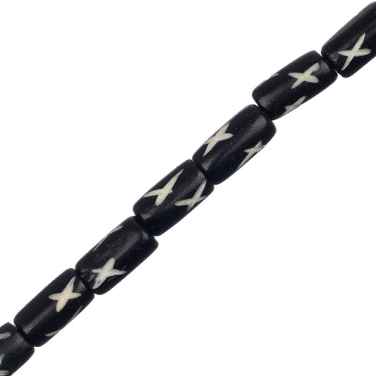 Bone Carved Tube 1/2" Black 16/Str