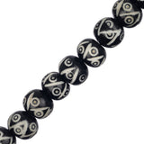 Bone Carved Round 11mm Black 18/Str
