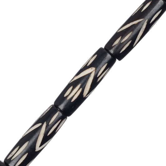 Bone Carved Tube 1" Black 8/Str