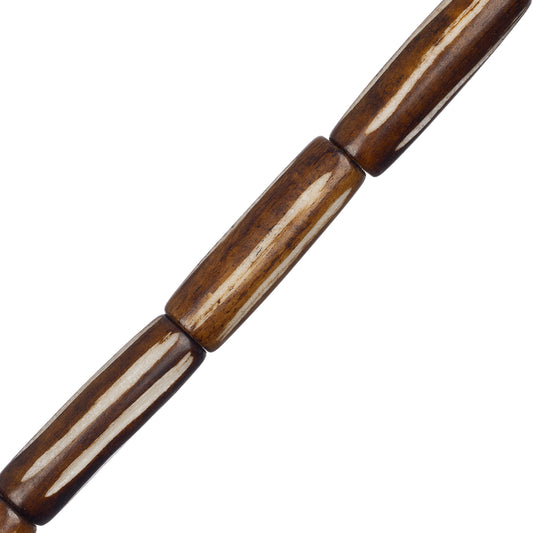 Bone Carved Tube 1" Brown 8/Str