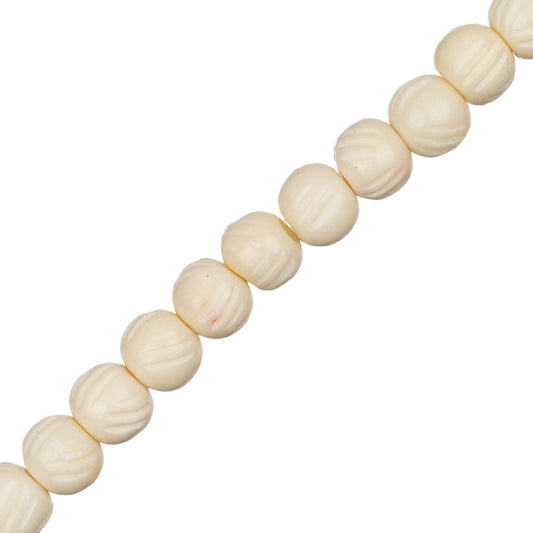 Bone Carved Round 8mm Ivory 24/Str