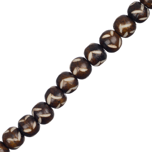 Bone Carved Round 8mm Brown 24/Str