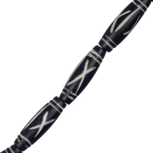 Bone Carved Tube 1" Black 8/Str