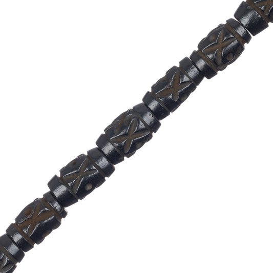 Bone Carved Tube 1/2" Dark Brown 15/Str