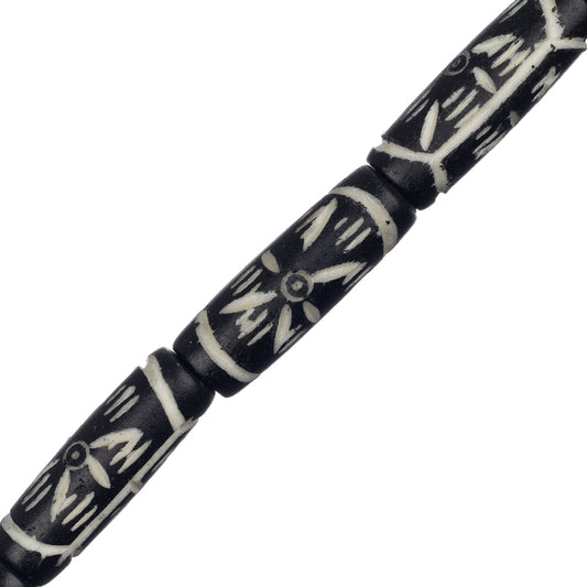 Bone Carved Tube 1" Black 8/Str (Copy)