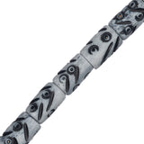 Bone Carved Tube Beads 0.5" White & Black 16/Strand