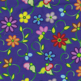 Kokum Flowers 2 Navy 100% Cotton - Price Per Half Yard