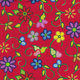 Kokum Flowers 2 Red 100% Cotton - Price Per Half Yard