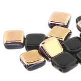 6mm Perles de tuiles tchèques Jet Apollo Gold 25/Strand