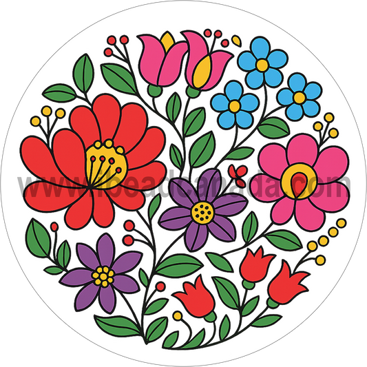 Epoxy Sticker Round 1" Floral White 10/pk