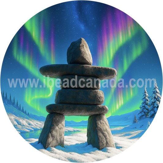 Epoxy Sticker Round 1" Inukshuk 10/pk