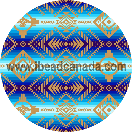 Epoxy Sticker Printed Round 1" Southwest Blue 10/pk