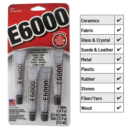 E6000 Industrial Strength Adhesive 5.3ml (.18oz) 4/pk