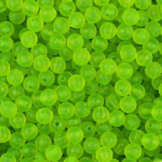 Round Plastic Beads 6mm Frosted Lime Roe Approx 1000/pk