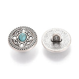 Shank Button 17mm Round Natural Turquoise & Antique Silver 5/pk