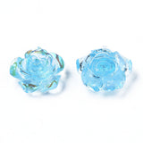 Resin Cabochon Flower 15mm Aqua Blue AB 20/pk