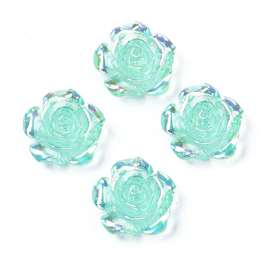 Resin Cabochon Flower 15mm Mint Green AB 20/pk