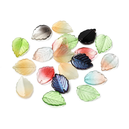 Glass Leaf Beads 24x17mm Electroplated Mix 30/pk