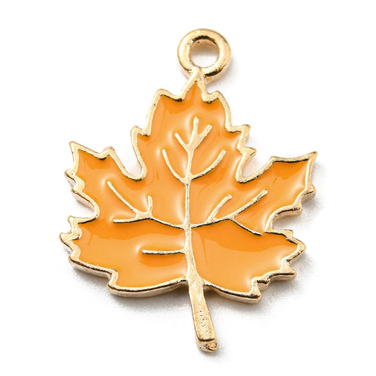 Maple Leaf Enamel Pendant 23x17mm 5/pk