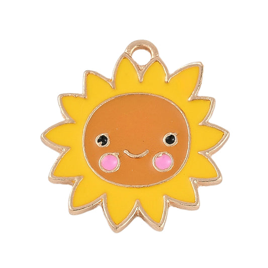 Sun Enamel Pendant 22x21mm 5/pk
