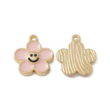 Smiley Flower Enamel Charm 15x14mm 5/pk