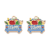 School Apple, Book & Crayon Enamel Charm 20x20mm 5/pk