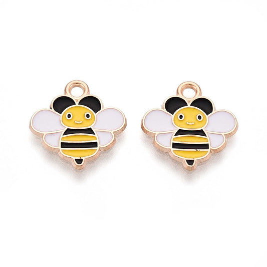 Bee Enamel Charm 15x15mm 5/pk
