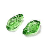 Glass Leaf Beads 12x7mm Green 50/pk