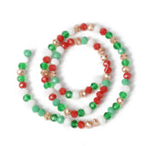 Christmas Rondelle Beads 6x5mm Multi Mix Gold 17" Strand