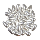 Teardrop Plastic Beads 22x12mm Pearl White 25g