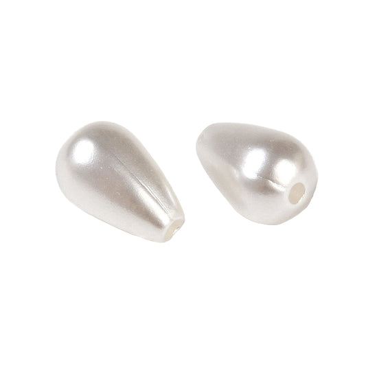 Teardrop Plastic Beads 10x7mm Pearl White 25g