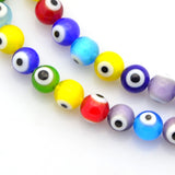 Perles de verre multicolores Evil Eye de 6 mm, 69/fil