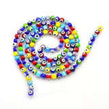 Perles de verre multicolores Evil Eye de 6 mm, 69/fil