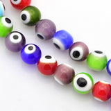 Perles de verre rondes multicolores de 8 mm, 50/fil