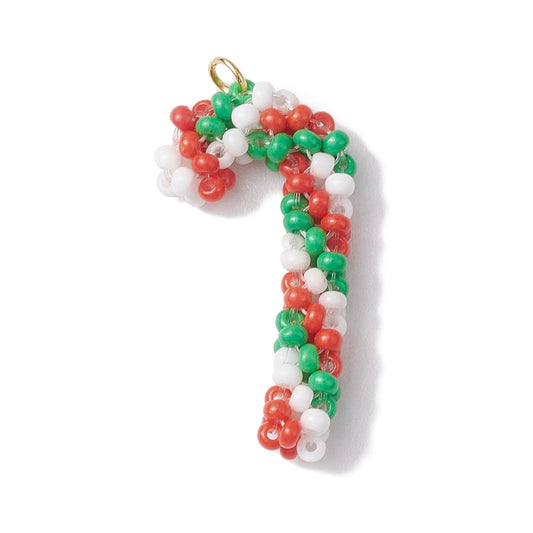 Beaded Candy Cane Pendant 29x15mm 1/pk