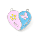 Best Friends Split Heart Magnetic Pendant 27x30mm Pink & Blue 1/pk