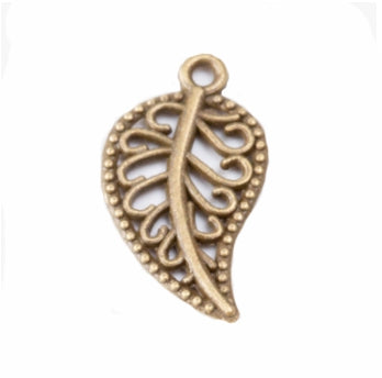 Filigree Leaf Metal Charm 18x10mm 5/pk
