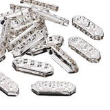 Barre d'espacement argentée 3 trous strass métal perle 10/pk