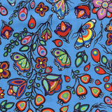 Ojibway Florals #05 Turquoise 100% Cotton - Price Per Half Yard