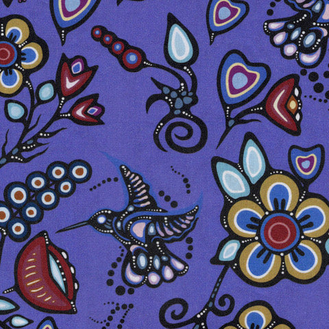 Ojibway Florals #06 Grape 100% Cotton - Price Per Half Yard