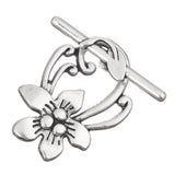 20x28mm Fermoir Toggle Fleur de Vigne en Argent Antique 5/pk